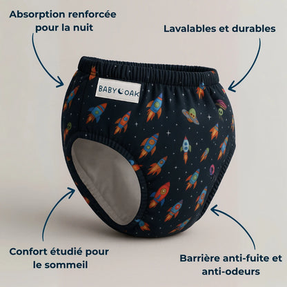 Lot de 3 Culottes Lavables Spéciales Nuit : Pour Aider Votre Enfant à Dormir Sans Couche et Devenir Propre la Nuit