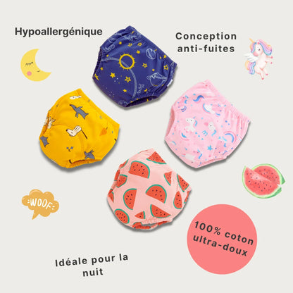 Les culottes d'apprentissage aux motifs colorés