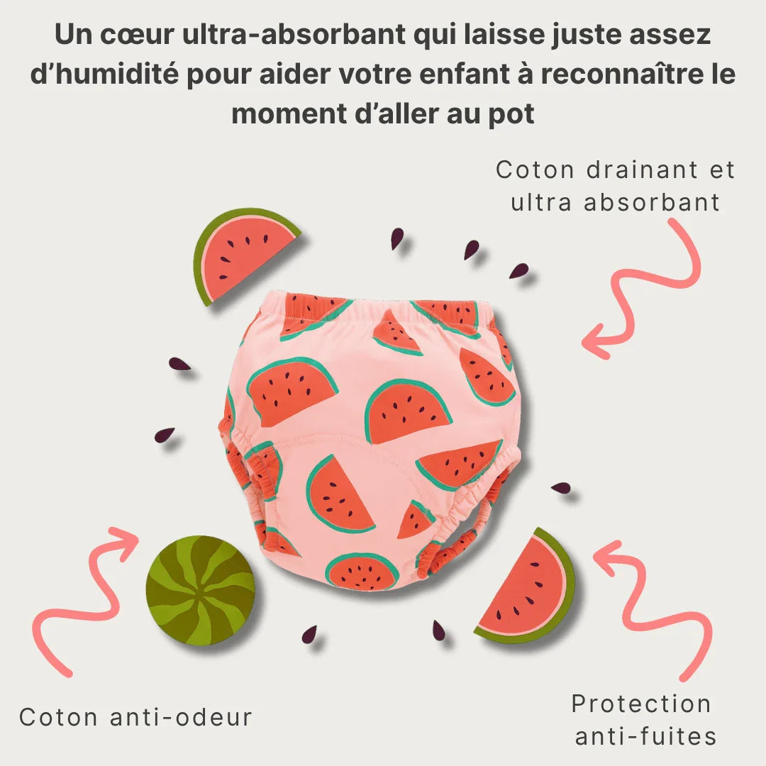 Les culottes d'apprentissage aux motifs colorés