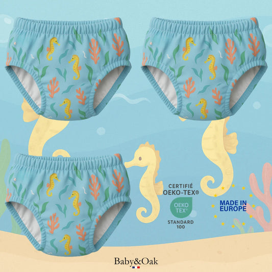 Lot de 3 culottes d'apprentissage Oeko-Tex® - Motifs Océan