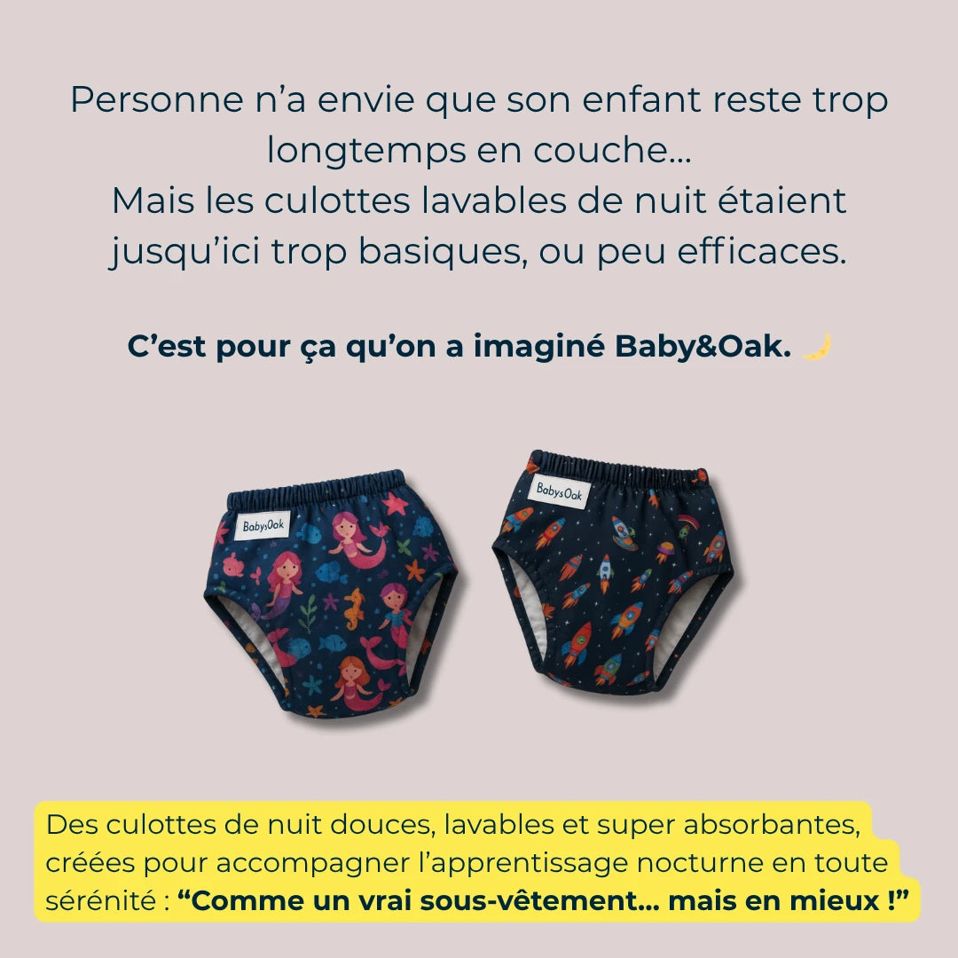 Lot de 3 Culottes Lavables Spéciales Nuit : Pour Aider Votre Enfant à Dormir Sans Couche et Devenir Propre la Nuit
